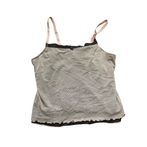 Y2K, pink and brown double layered lace rose spaghetti strap tank top - Picture 1 of 4